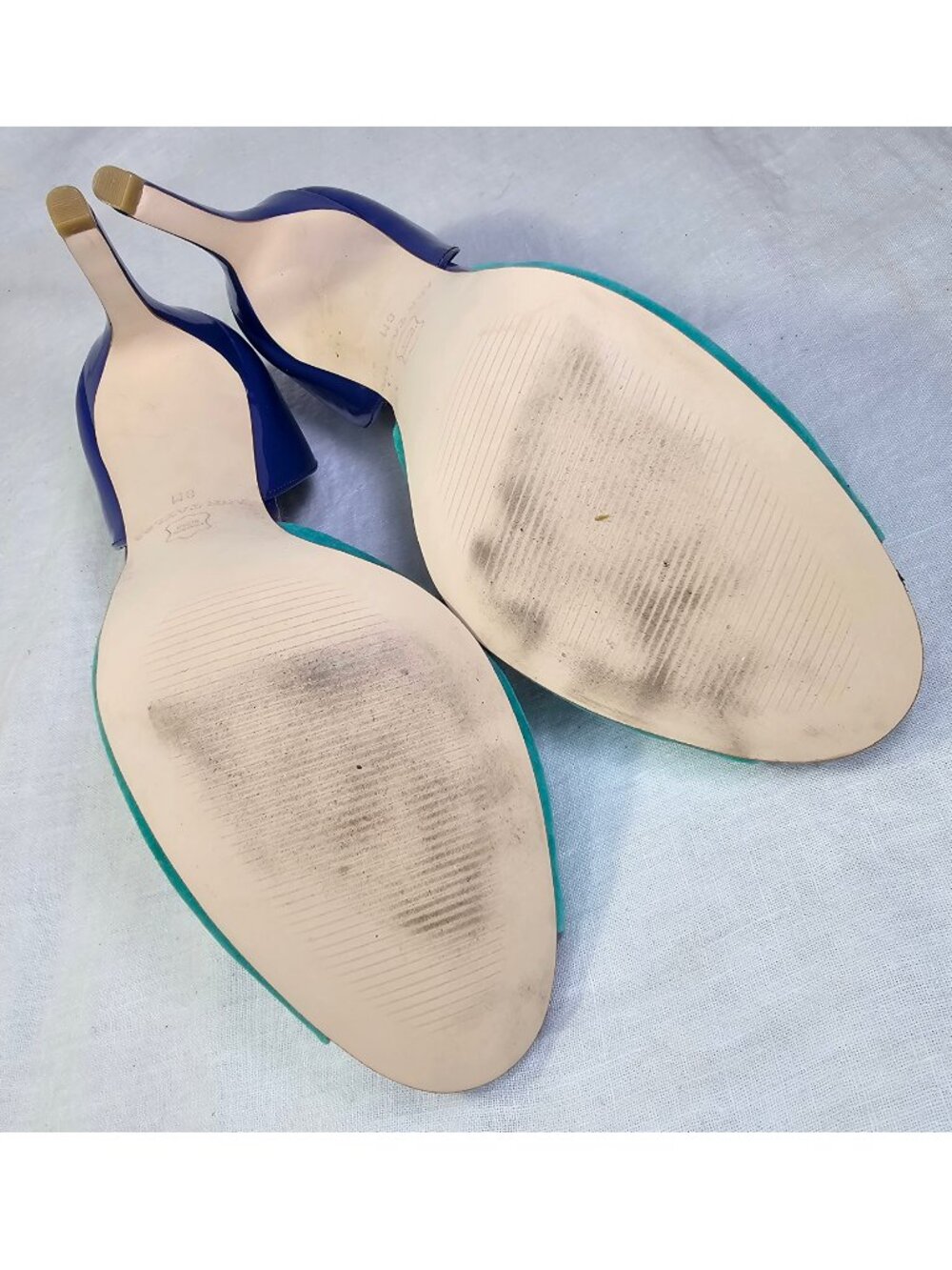 Ann Taylor Perfect Colorblock DOrsay 3.5” Stiletto Heel Peep Toe 8 Mainsail Blue - Picture 8 of 12